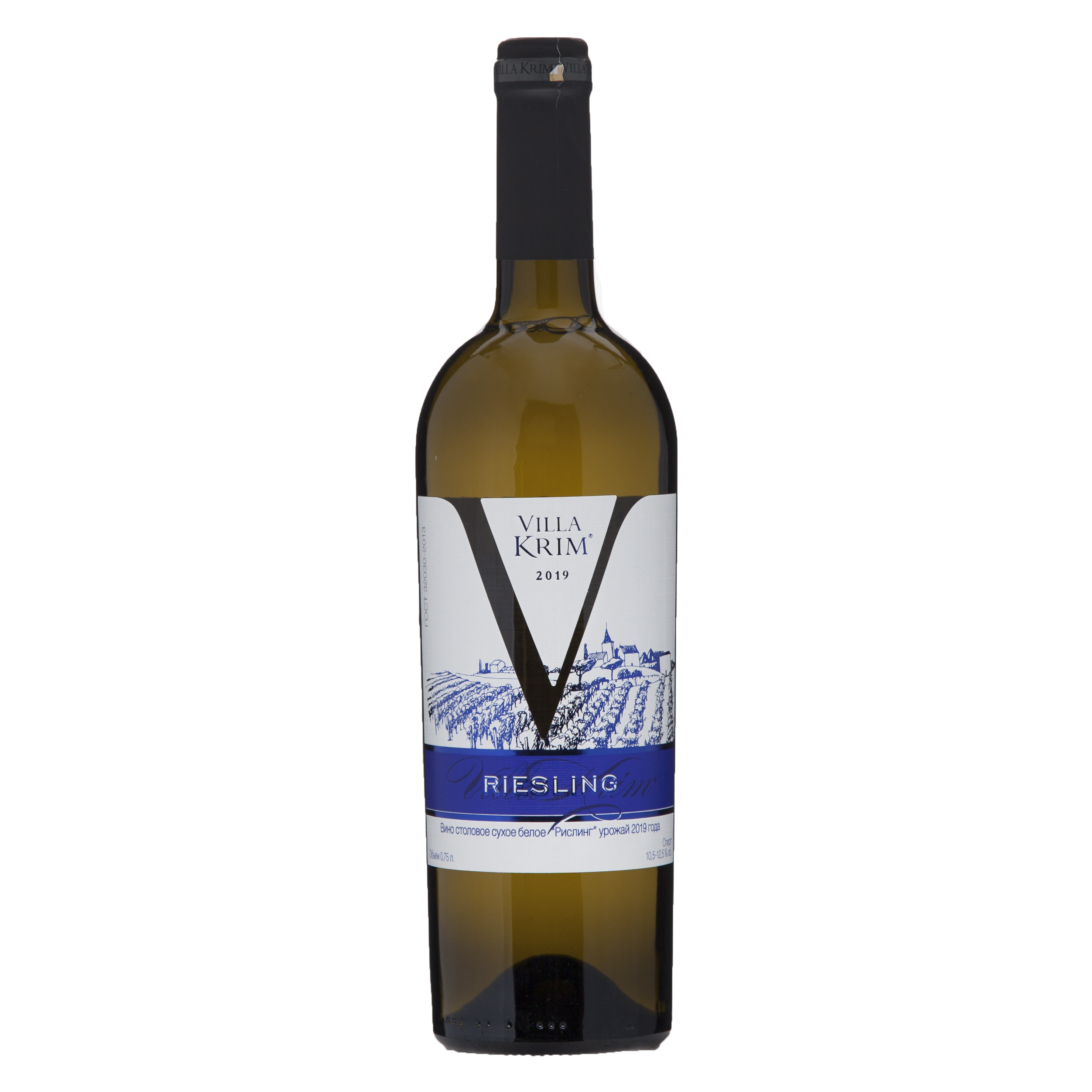 Вино столовое сухое белое "Рислинг" ТМ "Villa Krim"0,75 12.5%